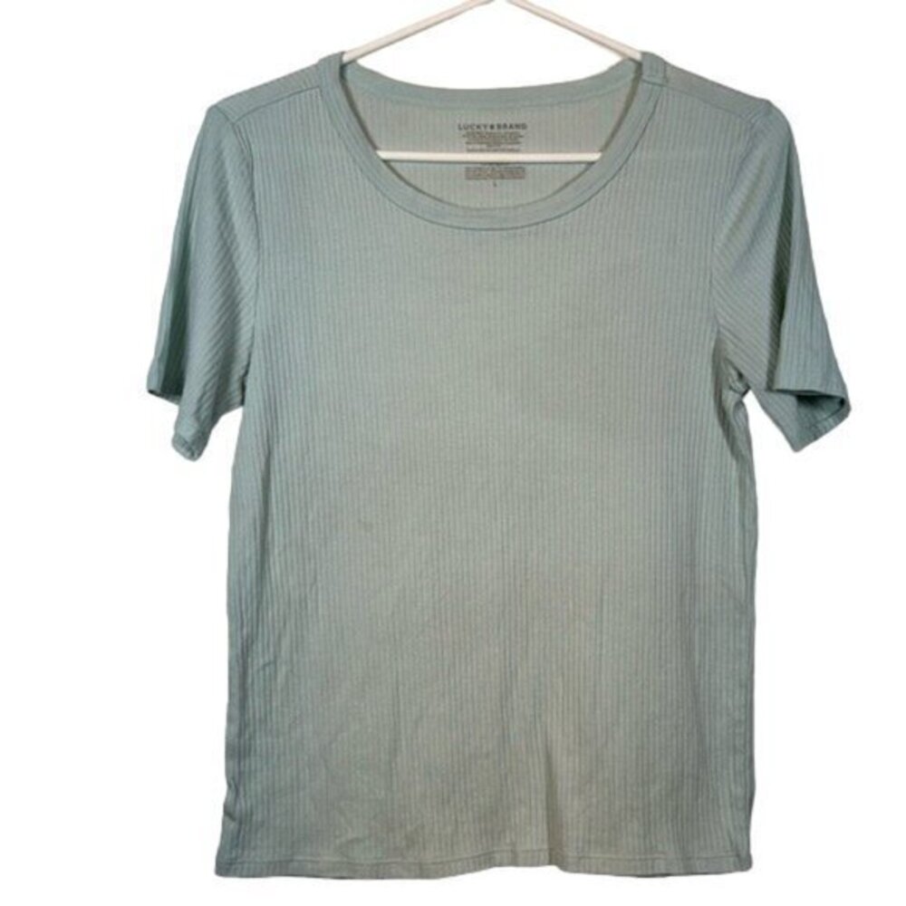 Lucky Brand Ribbed Seafoam/Mint Green Short Sleeve Shirt Large GUC #7064